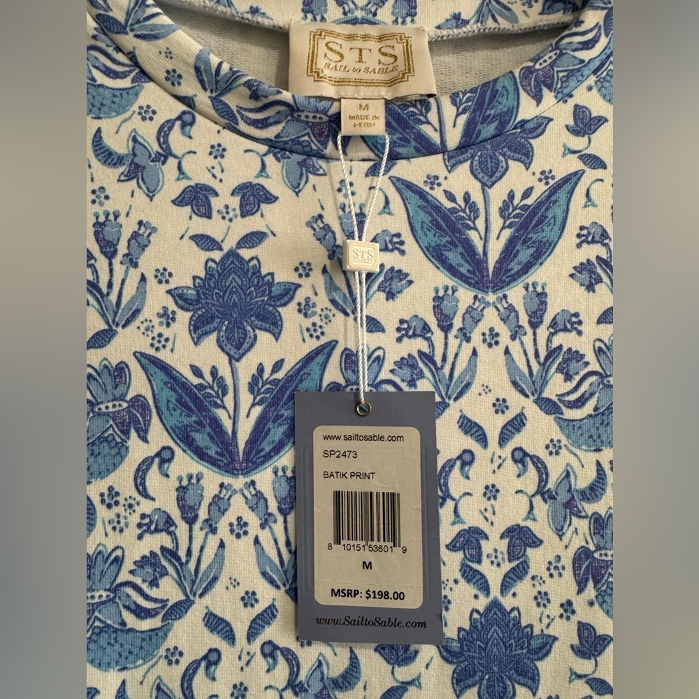 Sail to Sable Dress Crewneck STS Batik Blue Long Sleeve Spring day dress nap - Picture 6 of 9